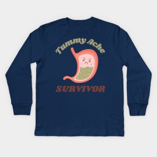 Tummy Ache Survivor Cute Kawaii Design Kids Long Sleeve T-Shirt